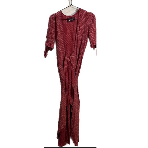 Reformation Royce Wrap Dress Red Midi Ditsy Floral Tie Sleeves size M - Picture 3 of 10